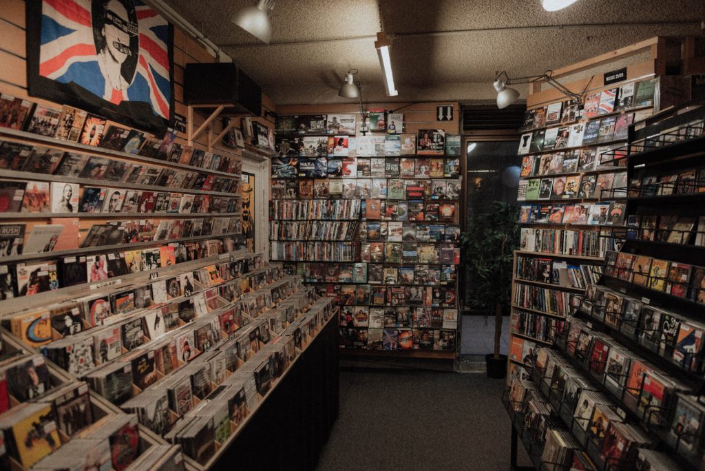 Music store with wall to wall CDs